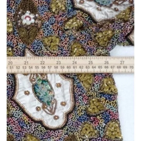 Silky Nites By Cherish Vintage Black Beaded Sequin Formal Elegant Cardigan 24/26 - Picture 3 of 12